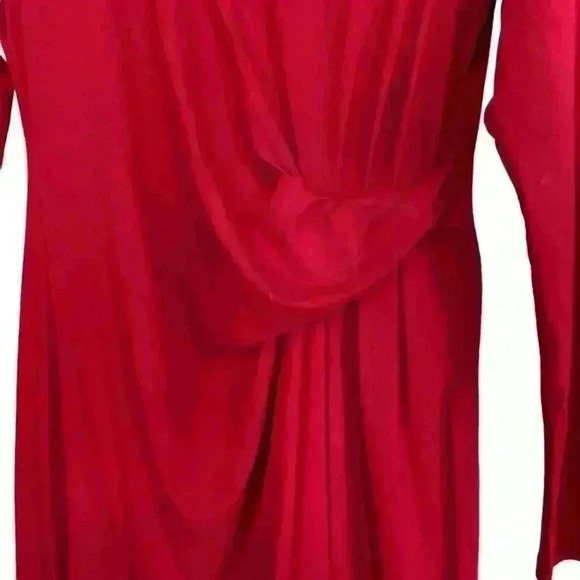 J. Jill Wearever Collection Red Solid Stretch Faux Wrap Dress Size SP Career - Picture 5 of 10